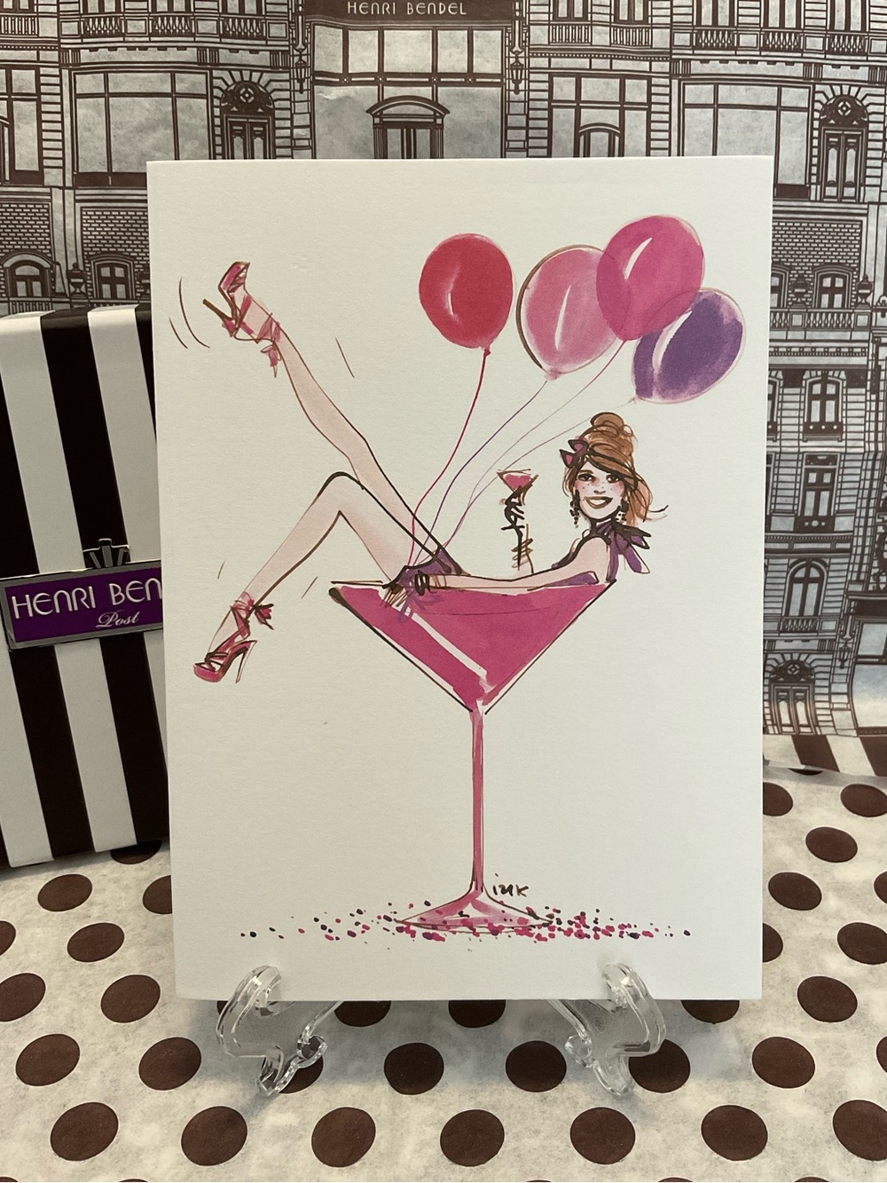 Henri Bendel Notecard “Cheers!” by Izak for Henri Bendel Post + Envelope Set 1